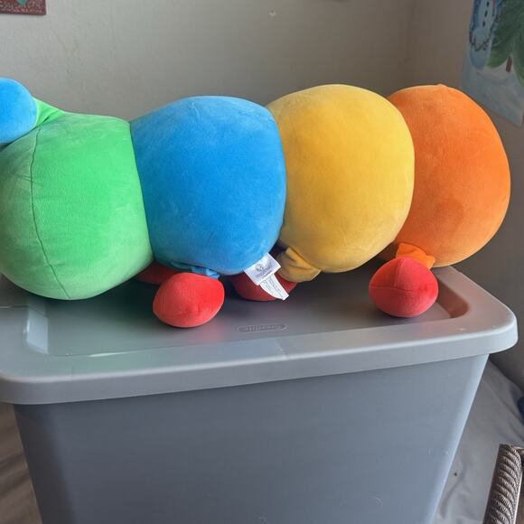 Happy World Rainbow Worm Caterpillar 25" Plush Pillow - Picture 4 of 4